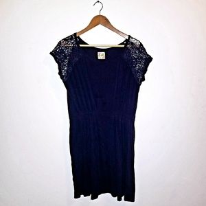 Blue  crochet shoulders dress